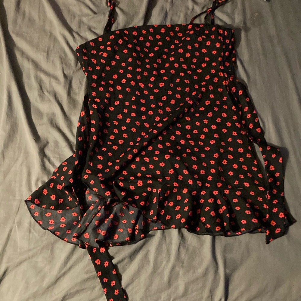 Princess Polly Black and Red Floral Mini Dress
